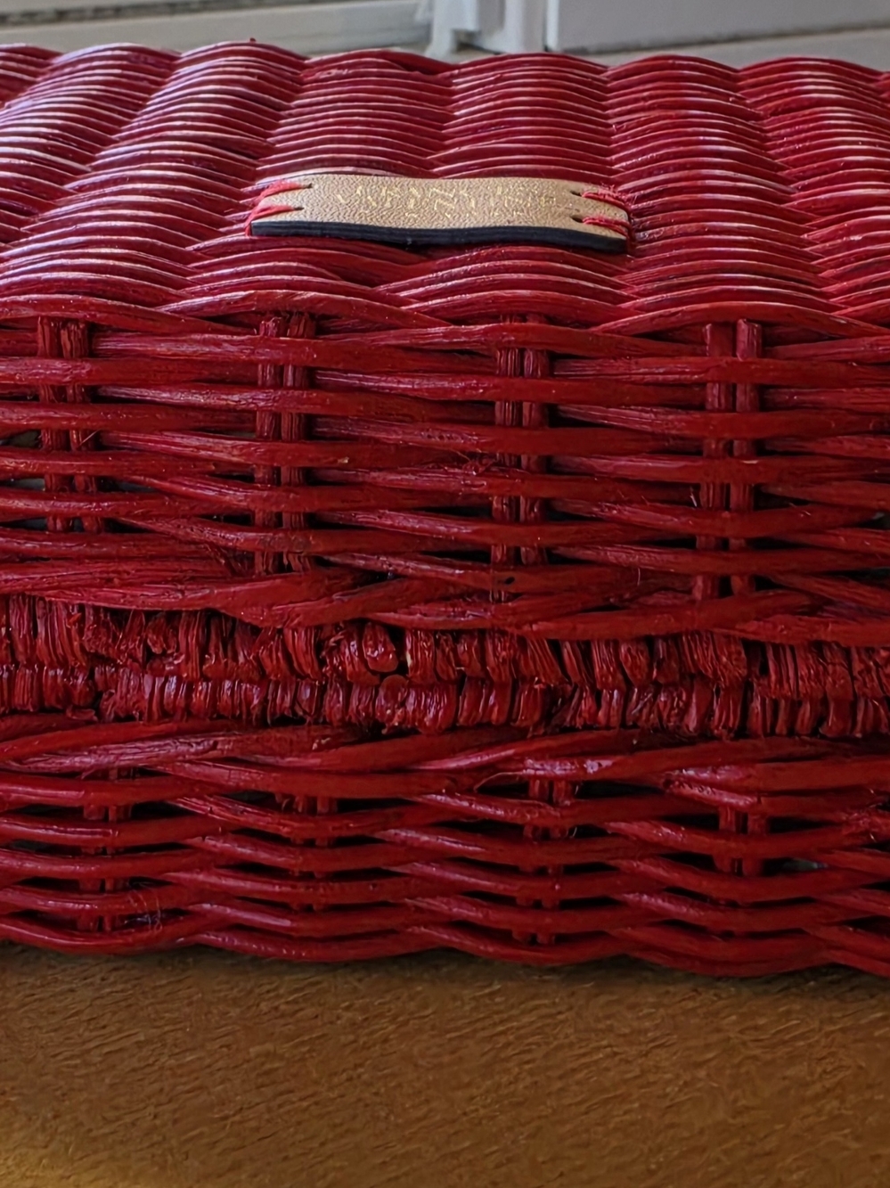 Frances Valentine Red Woven Crossbody Bag with Gold Chain - Picture 7 of 10